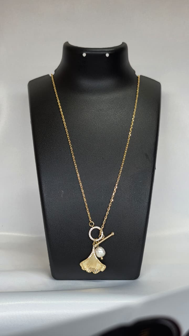 Pearl Drop ginkgo Necklace — view 2
